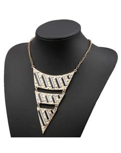 Fluorescent Decorations Bold Triangle Pendant High Fashion Women Costume Bib Necklace - Black