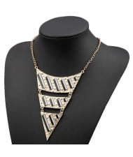Fluorescent Decorations Bold Triangle Pendant High Fashion Women Costume Bib Necklace - Black