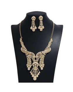 Shining Hollow Design Folk Fashion Graceful Banquet/ Party Costume Necklace and Earrings Set