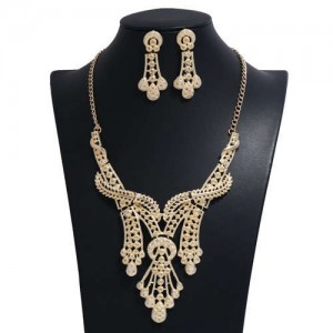 Shining Hollow Design Folk Fashion Graceful Banquet/ Party Costume Necklace and Earrings Set