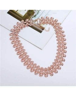 Shining Beads Pattern High Quality Alloy Women Choker Necklace - Rose Gold