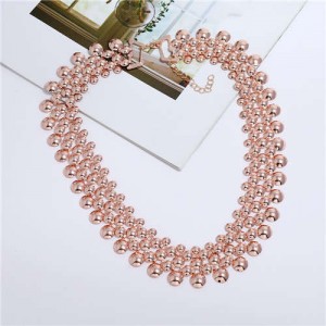 Shining Beads Pattern High Quality Alloy Women Choker Necklace - Rose Gold