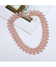 Shining Beads Pattern High Quality Alloy Women Choker Necklace - Rose Gold