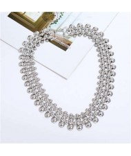 Shining Beads Pattern High Quality Alloy Women Choker Necklace - Silver
