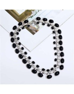 Artificial Turquoise Embellished U.S. Vintage Fashion Women Costume Wholesale Necklace - Black