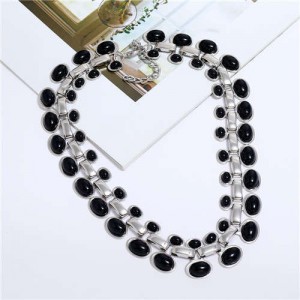 Artificial Turquoise Embellished U.S. Vintage Fashion Women Costume Wholesale Necklace - Black