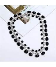 Artificial Turquoise Embellished U.S. Vintage Fashion Women Costume Wholesale Necklace - Black