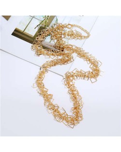 Squares Chain Design Western Fashion Hip-hop Costume Necklace - Golden