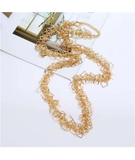 Squares Chain Design Western Fashion Hip-hop Costume Necklace - Golden