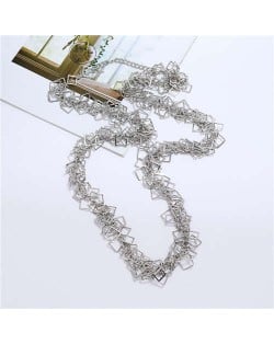Squares Chain Design Western Fashion Hip-hop Costume Necklace - Silver