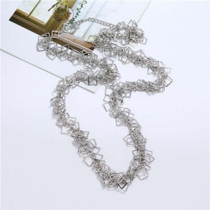 Squares Chain Design Western Fashion Hip-hop Costume Necklace - Silver