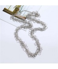 Squares Chain Design Western Fashion Hip-hop Costume Necklace - Silver