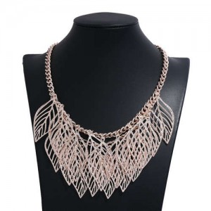 Multi-layer Hollow Leaves High Fashion Women Wholesale Bib Statement Necklace