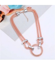 Ring Pendant Bold Thick Chain Western Punk Fashion Wholesale Women Costume Necklace - Rose Gold