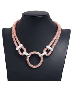 Ring Pendant Bold Thick Chain Western Punk Fashion Wholesale Women Costume Necklace - Golden