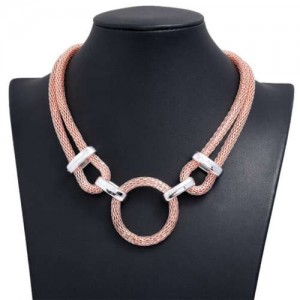 Ring Pendant Bold Thick Chain Western Punk Fashion Wholesale Women Costume Necklace - Golden