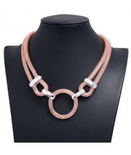 Ring Pendant Bold Thick Chain Western Punk Fashion Wholesale Women Costume Necklace - Golden
