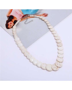 Bohemian Fashion Vintage Design Artificial Turquoise Women Wholesale Costume Necklace - White