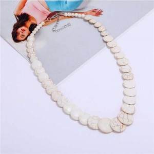 Bohemian Fashion Vintage Design Artificial Turquoise Women Wholesale Costume Necklace - White