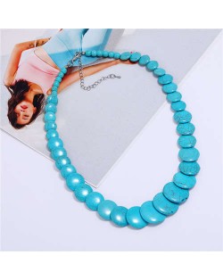 Bohemian Fashion Vintage Design Artificial Turquoise Women Wholesale Costume Necklace - Blue