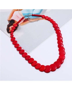 Bohemian Fashion Vintage Design Artificial Turquoise Women Wholesale Costume Necklace - Red