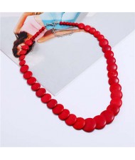 Bohemian Fashion Vintage Design Artificial Turquoise Women Wholesale Costume Necklace - Red