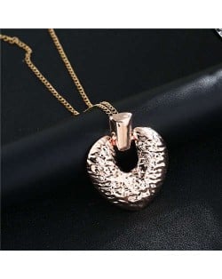 Coarse Texture Vintage Fashion Peach Heart Alloy Women Wholesale Costume Necklace - Rose Gold