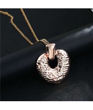 Coarse Texture Vintage Fashion Peach Heart Alloy Women Wholesale Costume Necklace - Rose Gold