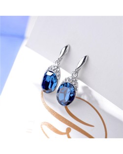 Blue Austrian Crystal Inlaid Water-drop Rose Gold Earrings