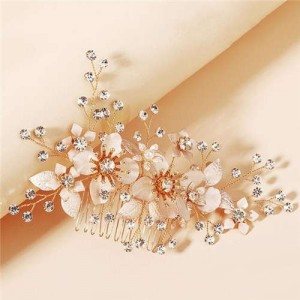 Shining Rhinestone Embellished Elegant Flowers Women Wedding Hair Comb/ Accessories