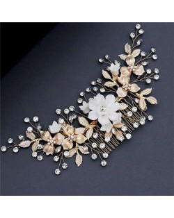 Golden and White Flowers Romantic Fashion Women Bridal Hair Accessories/ Comb