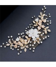 Golden and White Flowers Romantic Fashion Women Bridal Hair Accessories/ Comb