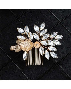 Vintage Fashion Floral and Leaves Wedding Bridal Hair Comb/ Accessory