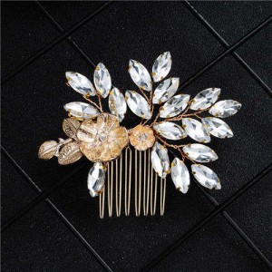 Vintage Fashion Floral and Leaves Wedding Bridal Hair Comb/ Accessory