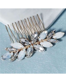 Opal and Rhinestone Embellished Graceful Wedding Bridal Hair Comb