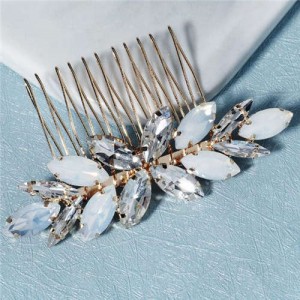 Opal and Rhinestone Embellished Graceful Wedding Bridal Hair Comb