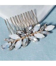 Opal and Rhinestone Embellished Graceful Wedding Bridal Hair Comb