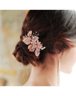 Rhinestone Embellished Vintage Floral Pattern Bridal Hair Comb/ Accessories