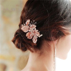 Rhinestone Embellished Vintage Floral Pattern Bridal Hair Comb/ Accessories