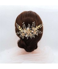 Spring Flowers Glistening Fashion Women Wedding Bridal Hair Accessory - Golden