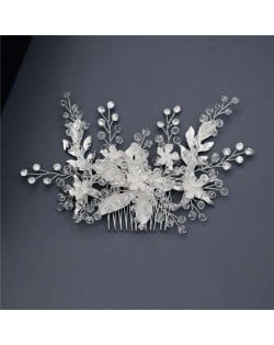 Spring Flowers Glistening Fashion Women Wedding Bridal Hair Accessory - Silver