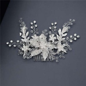 Spring Flowers Glistening Fashion Women Wedding Bridal Hair Accessory - Silver