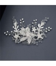 Spring Flowers Glistening Fashion Women Wedding Bridal Hair Accessory - Silver