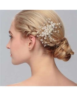 Pearl Decorated Floral Pattern Bridal Women Hair Comb/ Accessories