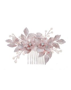 Japanese Fashion Floral Pattern Handmade Women Hair Comb/ Hair Ornament - Rose Gold