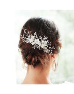 Creative Ceramic White Flower Design Handmade Bridal Hair Ornament