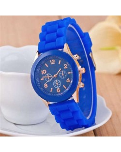 Sweet Candy Fashion Silicon Band Dark blue Wrist Watch