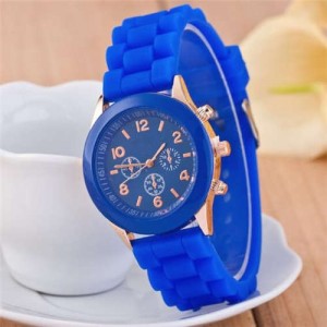 Sweet Candy Fashion Silicon Band Dark Blue Wrist Watch