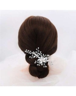 Korean Fashion Graceful Silver Shining Flowers Wedding Women Hair Clip/ Hair Ornament