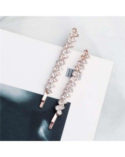 Rhinestone Glistening Fashion Bridal Women Hair Clip/ Hair Accessories - Rose Gold